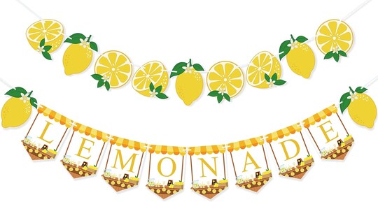 Lemonade Stand Supplies Banner Lemonade Sign Lemon Garland for Summer Birthday Party Decorations Baby Shower Party Decor Lemon Fruit Themed Favors